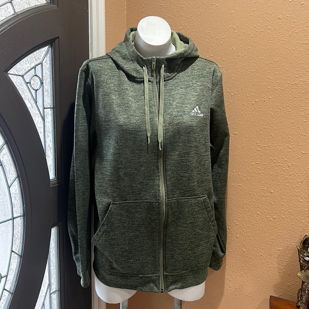Adidas men’s green full zip hooded jacket